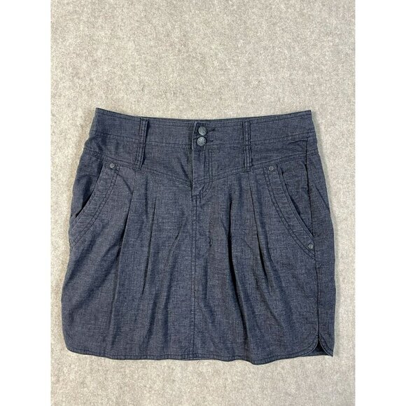 prAna Dresses & Skirts - PrAna Lisbeth Skirt Women's Size 6 Coal Gray Chambray Hemp Blend Stretchy Mini